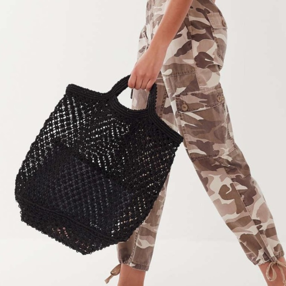 Retro Vintage Urban Outfitters Woven Burlap Tote Bag